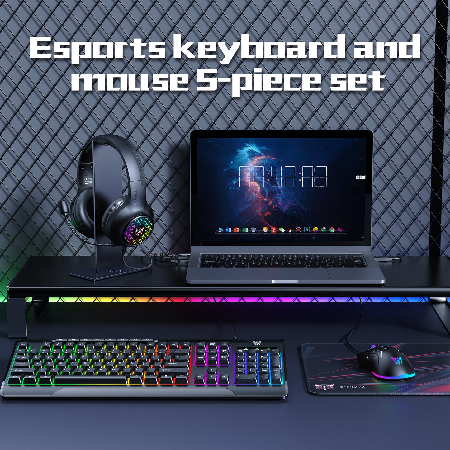 5 IN 1 Black Computer RGB Gaming Keyboard Mouse And Mouse Pad Gaming Keyboard Combo With Mouse Gift Set