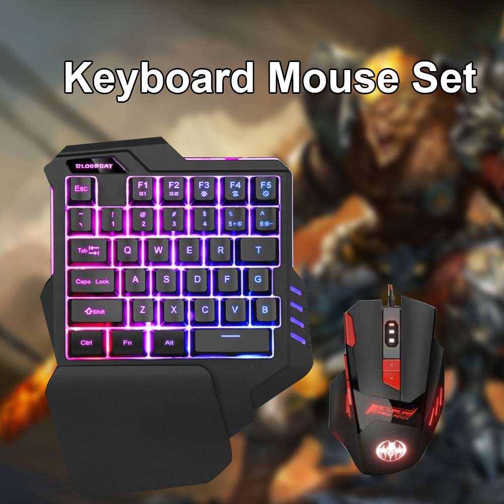 Gaming Keyboard + Mouse Set Anti-slip Wheel USB Wired Single Handedly Keyboard for PS4 Xbox One PC 360 Gaming