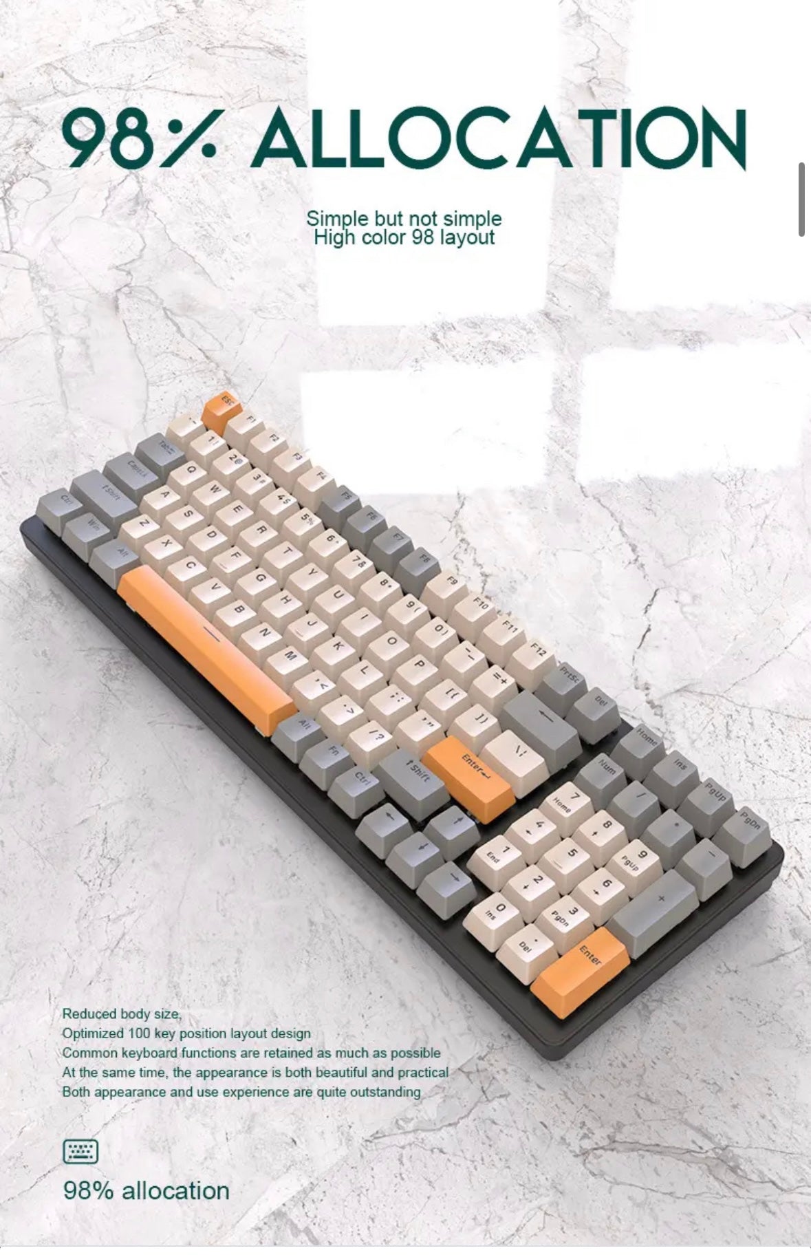 LED Mechanichal Gaming Keyboard Red Switch 100 KEY
