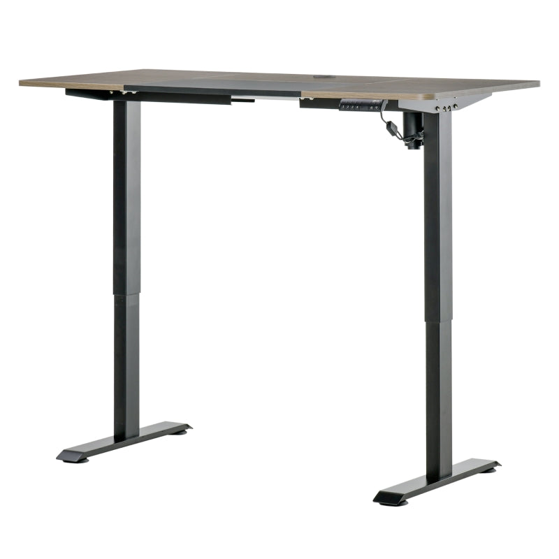 Electric Standing Desk, 140 x 70cm Height Adjustable Sit to Stand Desk with 4 Automatic Memory Preset Tabletop, Stand Up Desk for Home Office, (Black Frame + Teak Desktop)