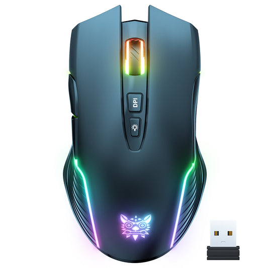 Wireless Black Gaming Mouse Office Mouse Work Mouse 3600 adjustable DPI RGB LED Light