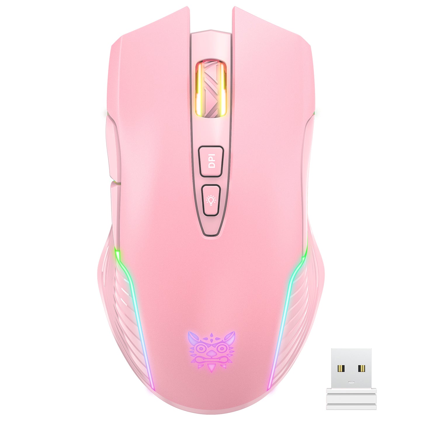 Wireless Pink Gaming Mouse Office Mouse Work Mouse 3600 adjustable DPI RGB LED Light