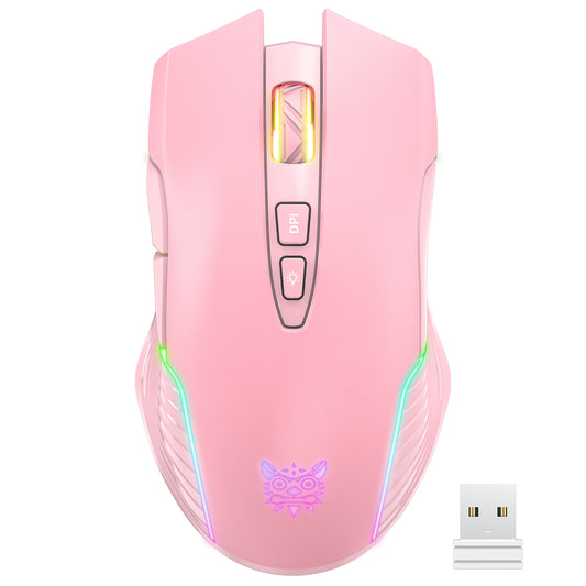Wireless Pink Gaming Mouse Office Mouse Work Mouse 3600 adjustable DPI RGB LED Light