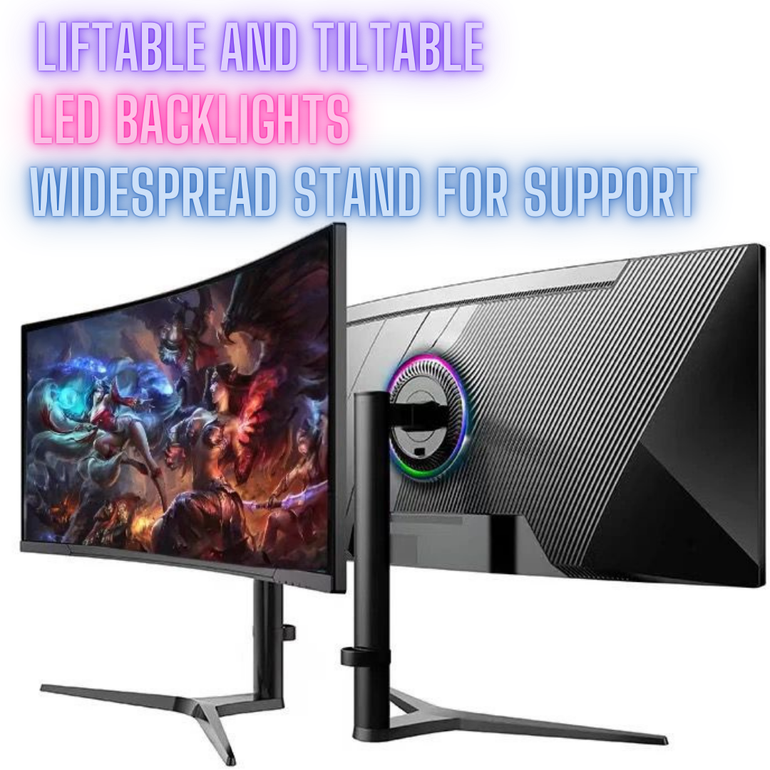 34" 2k 100hz Ultra Wide Curved Gaming Monitor Screen With Wide Spread Stand, Tillable Liftable