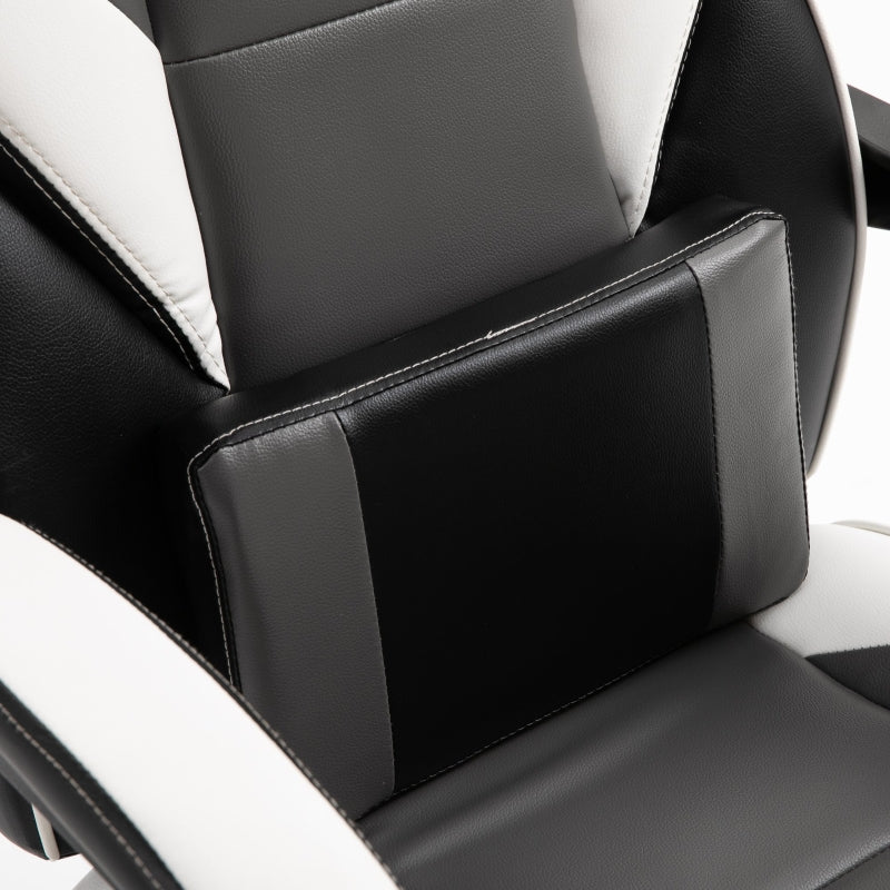 Gaming Chair Ergonomic Recliner w/ Thick Padding Footrest Headrest Lumbar Pillow 5 Wheels Racing Swivel Height Adjustable Home Office Chair Grey