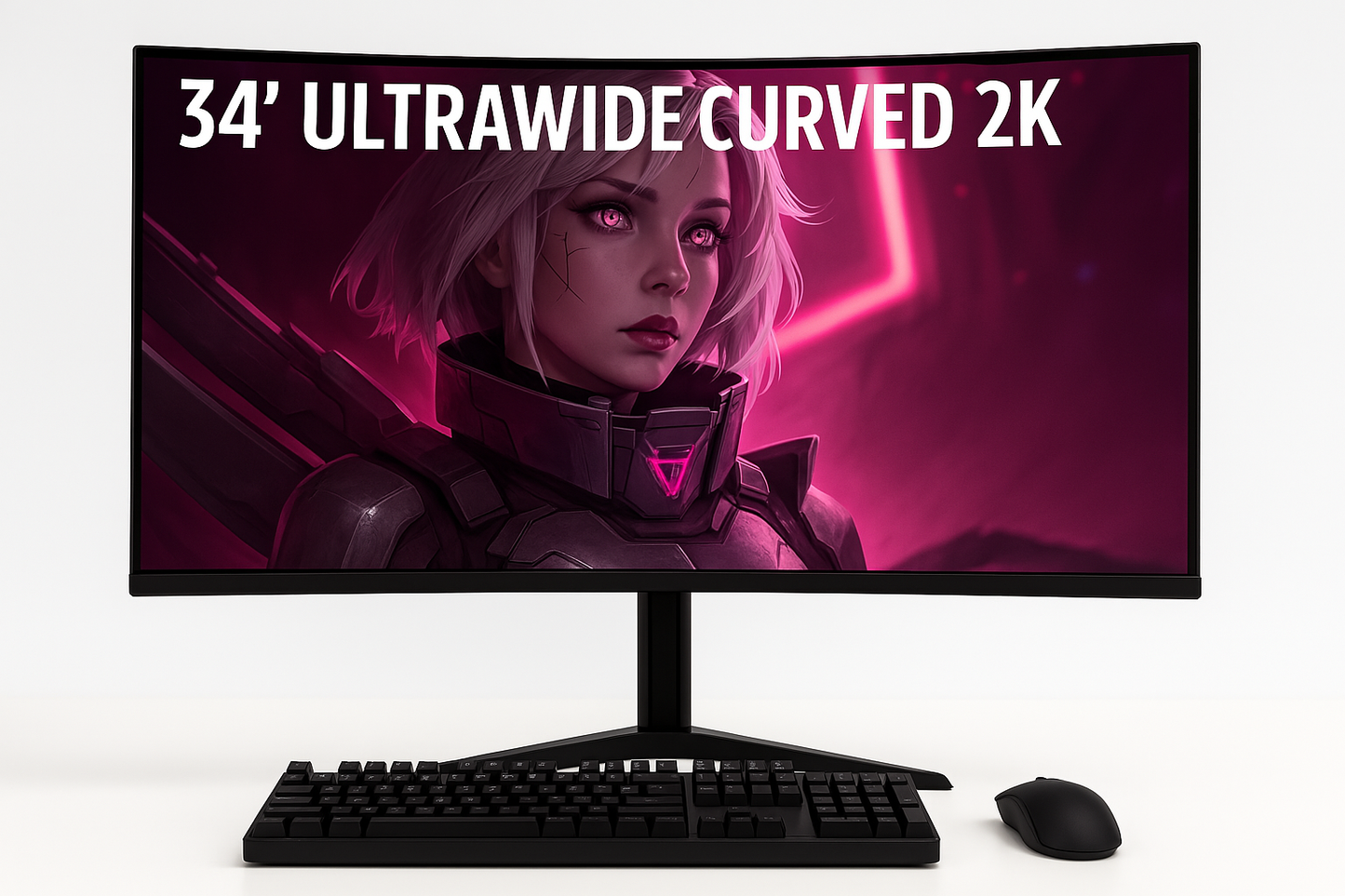 34" 2k 100hz Ultra Wide Curved Gaming Monitor Screen With Wide Spread Stand, Tillable Liftable