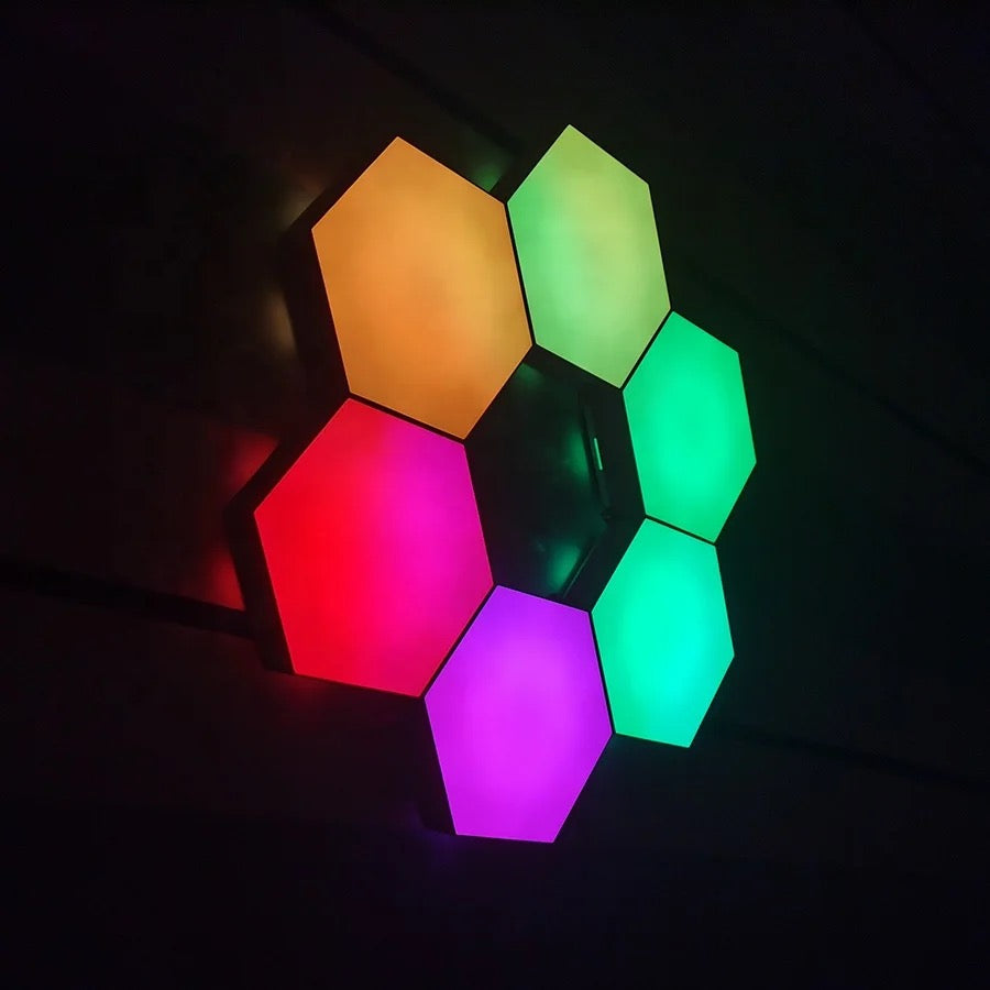 6 PCS LED RGB App controlled Hexagon Honeycomb Geometric Colourful Smart Wall Lights