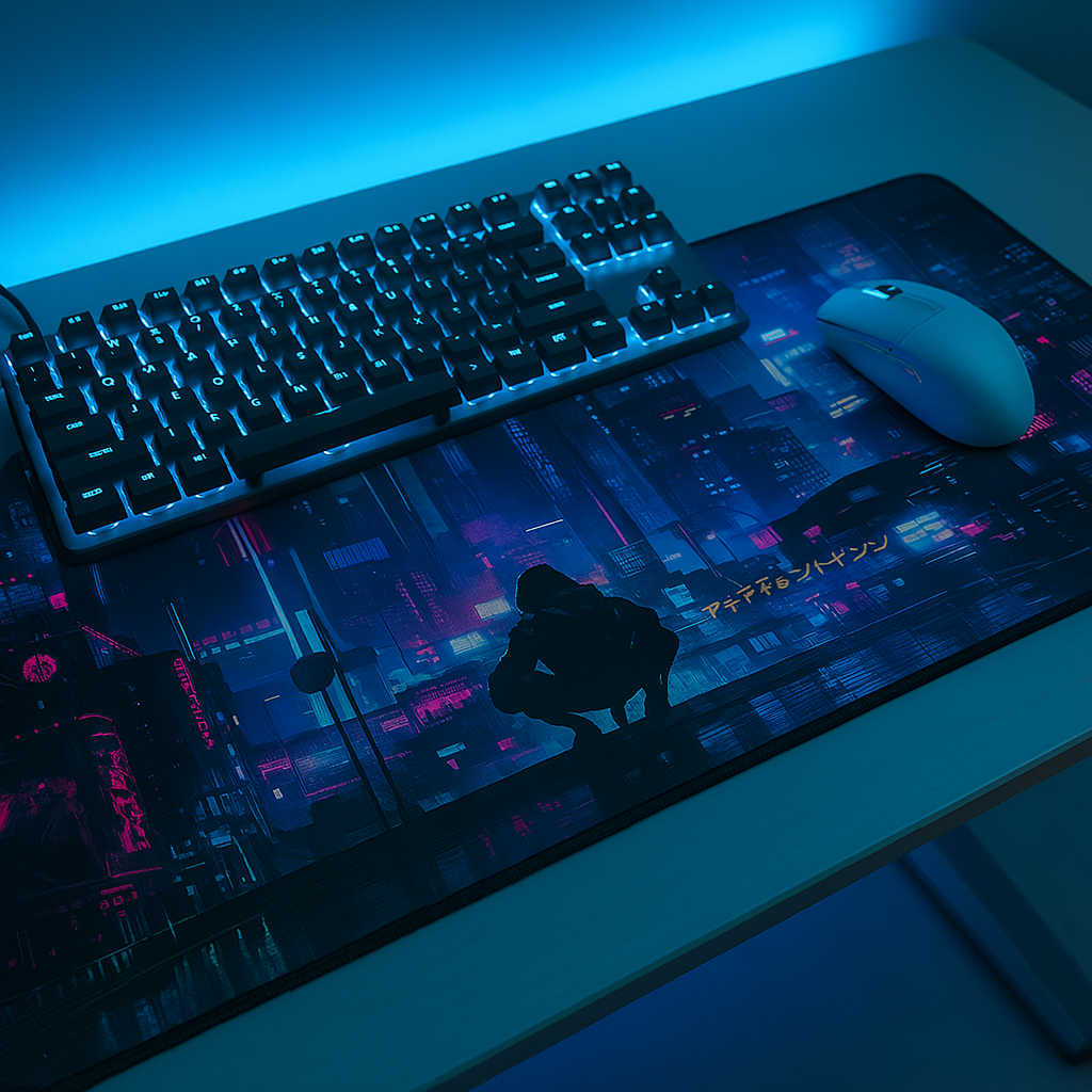 Cyberpunk Night City Dystopian DS2 LED Mouse Mat Mouse Pad 7 led lights smooth surface