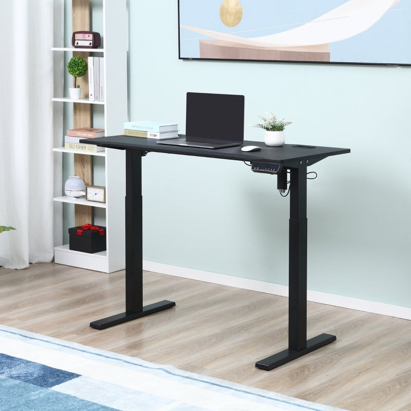 Electric Height Adjustable Standing Desk, 120 cm x 60 cm Memory Preset Stand Up Workstation for Home, Office, Black