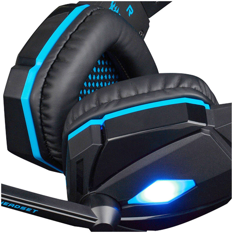 Pro LED Gaming Headset Stereo 3.5mm Wired Headphone - Black+Blue