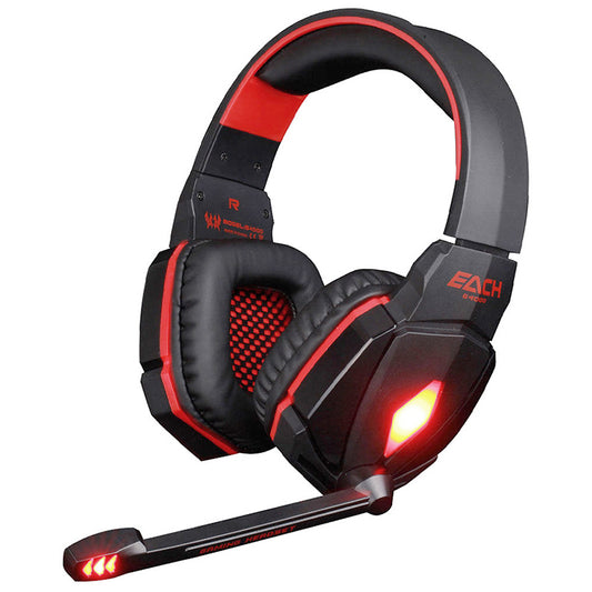 Pro LED Gaming Headset Stereo 3.5mm Wired Headphone - Red+Black