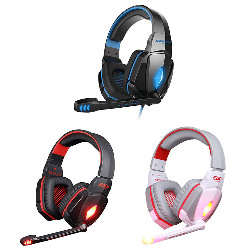 Pro LED Gaming Headset Stereo 3.5mm Wired Headphone - Red+Black