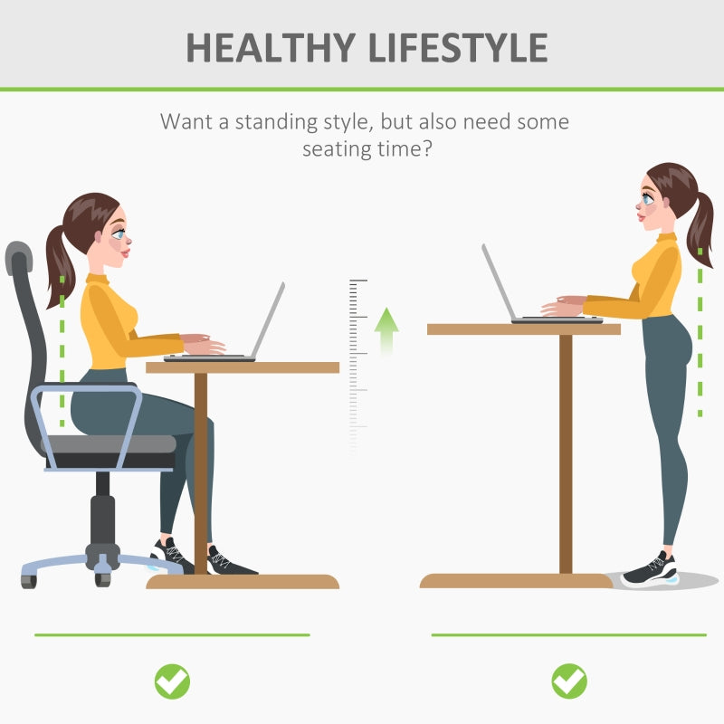 Electric Standing Desk, 140 x 70cm Height Adjustable Sit to Stand Desk with 4 Automatic Memory Preset Tabletop, Stand Up Desk for Home Office, (Black Frame + Teak Desktop)