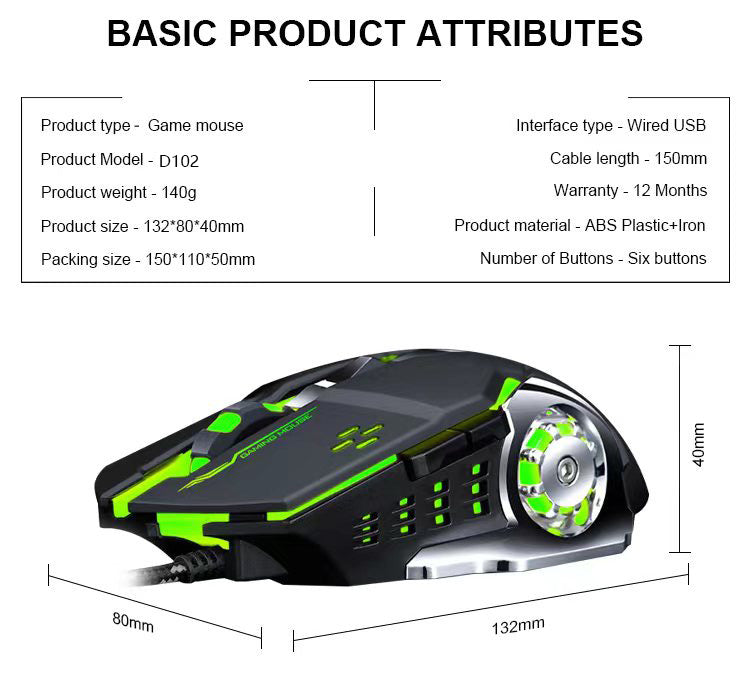 Comfortable Ergonomic 6 Level DPI RGB Gaming Mouse Wheel Design Mechanical like look