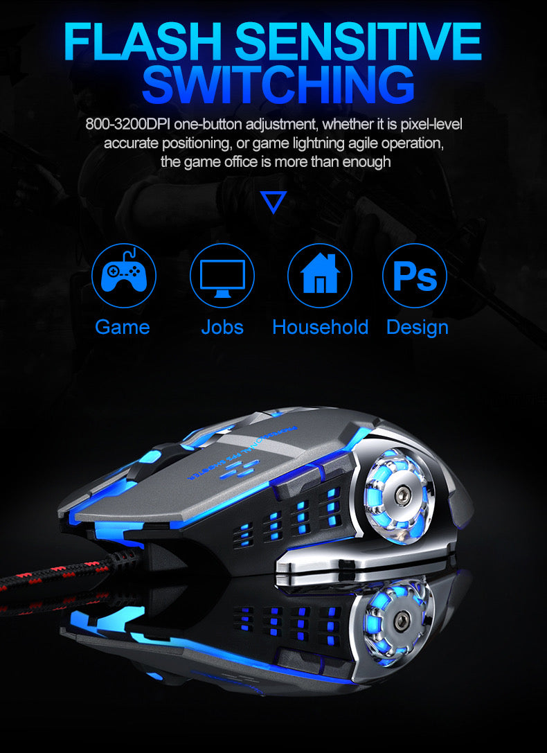 Comfortable Ergonomic 6 Level DPI RGB Gaming Mouse Wheel Design Mechanical like look