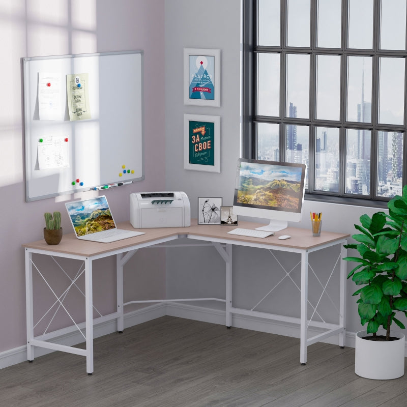 Corner Gaming Desk L-Shape Computer PC Workstation Home Office Three Worktop Writing Table 76x150cm Oak