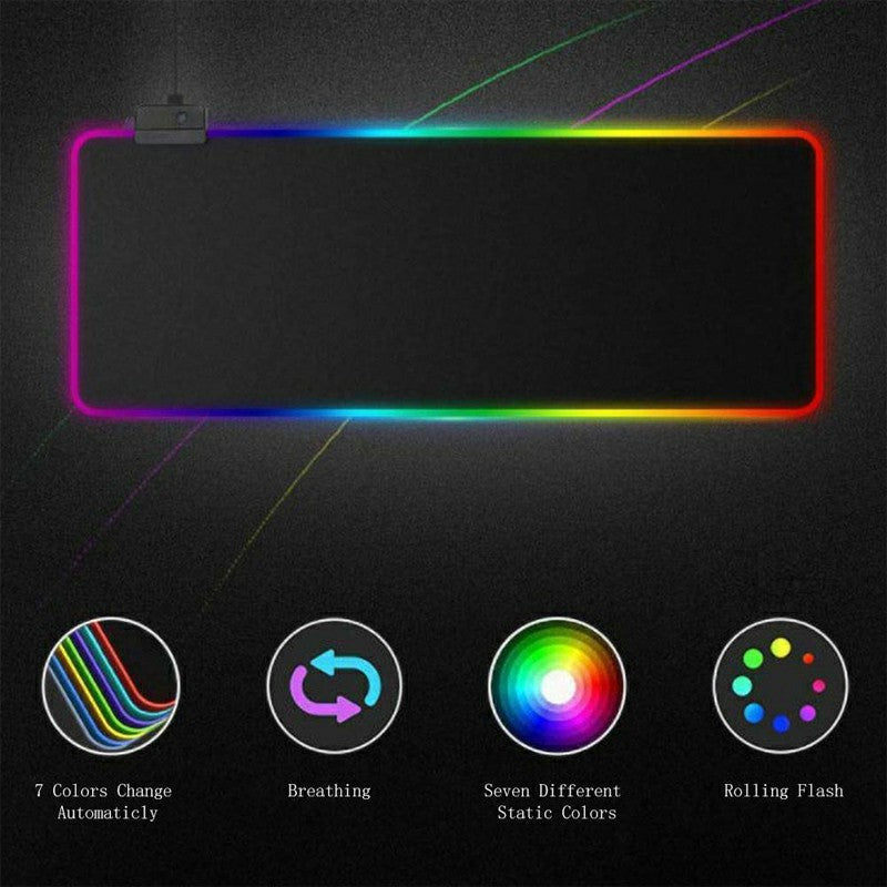 80 x 30CM RGB LED Lighting Gaming Mouse Pad for PC Laptop