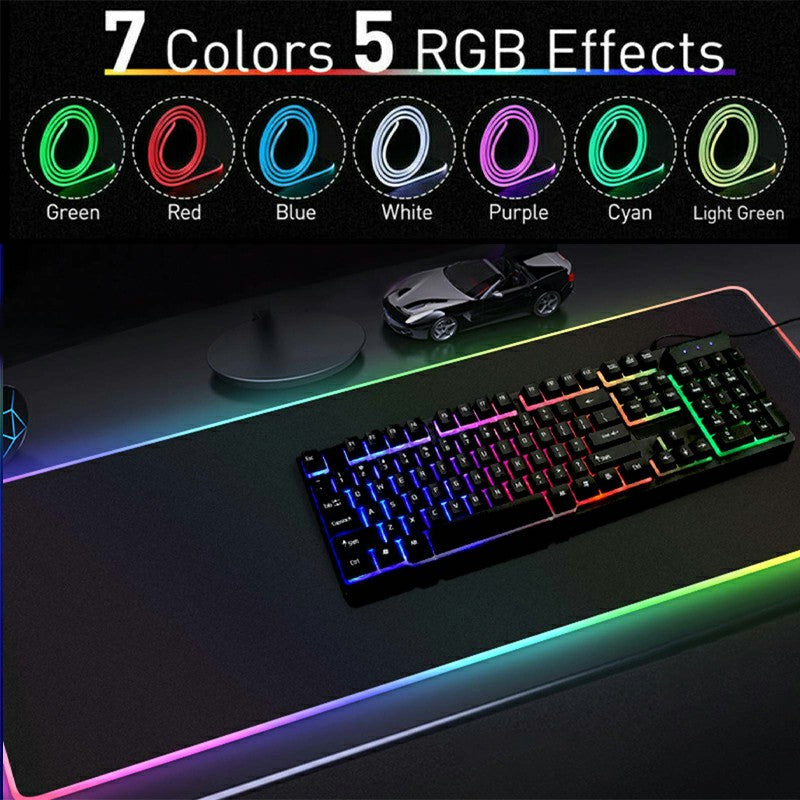 80 x 30CM RGB LED Lighting Gaming Mouse Pad for PC Laptop