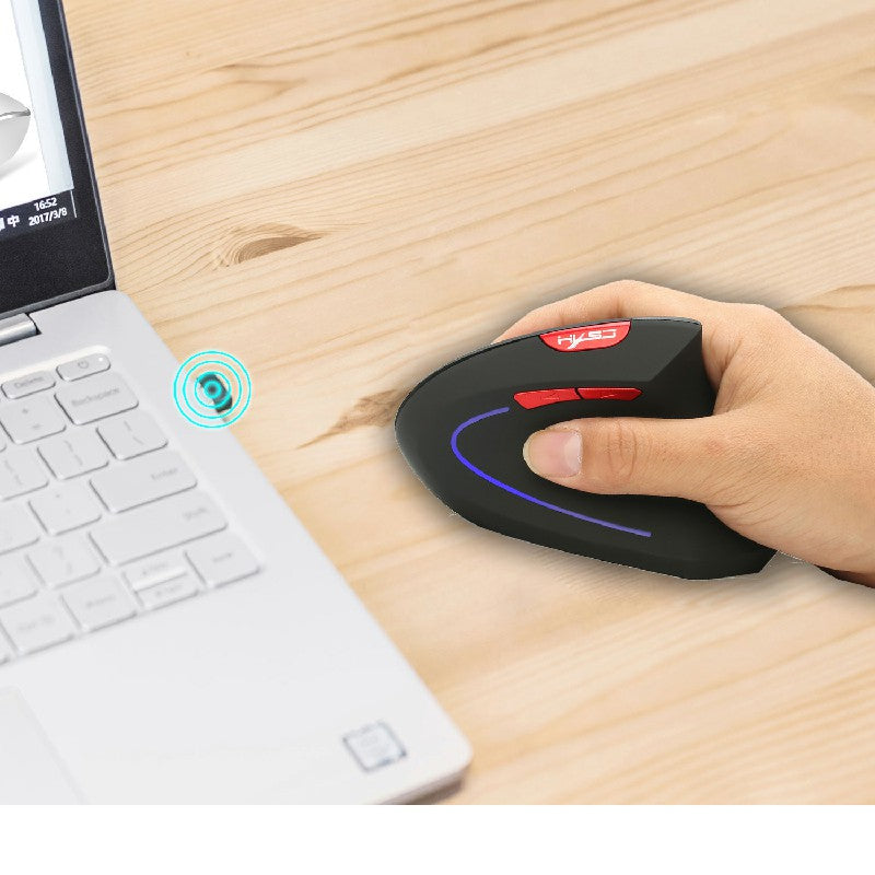 2.4GHz Wireless 4-Keys 2400 DPI Adjustable Ergonomics Optical Vertical Mouse in Striking Black / Red