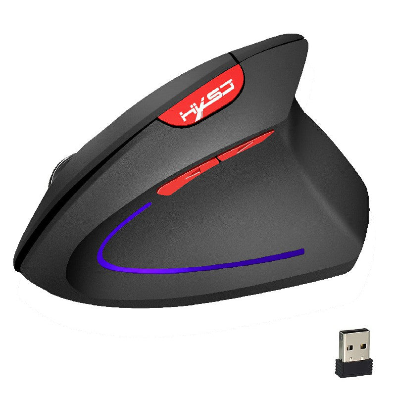 2.4GHz Wireless 4-Keys 2400 DPI Adjustable Ergonomics Optical Vertical Mouse in Striking Black / Red