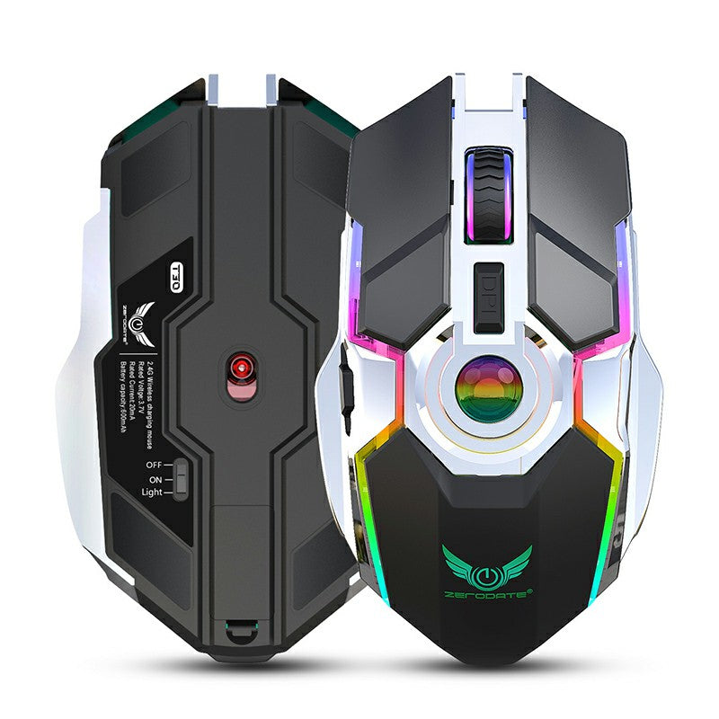 T30 2.4GHz Wireless 4-Keys 1600 DPI Adjustable Ergonomics Optical Vertical Mouse RGB Glowing Mouse