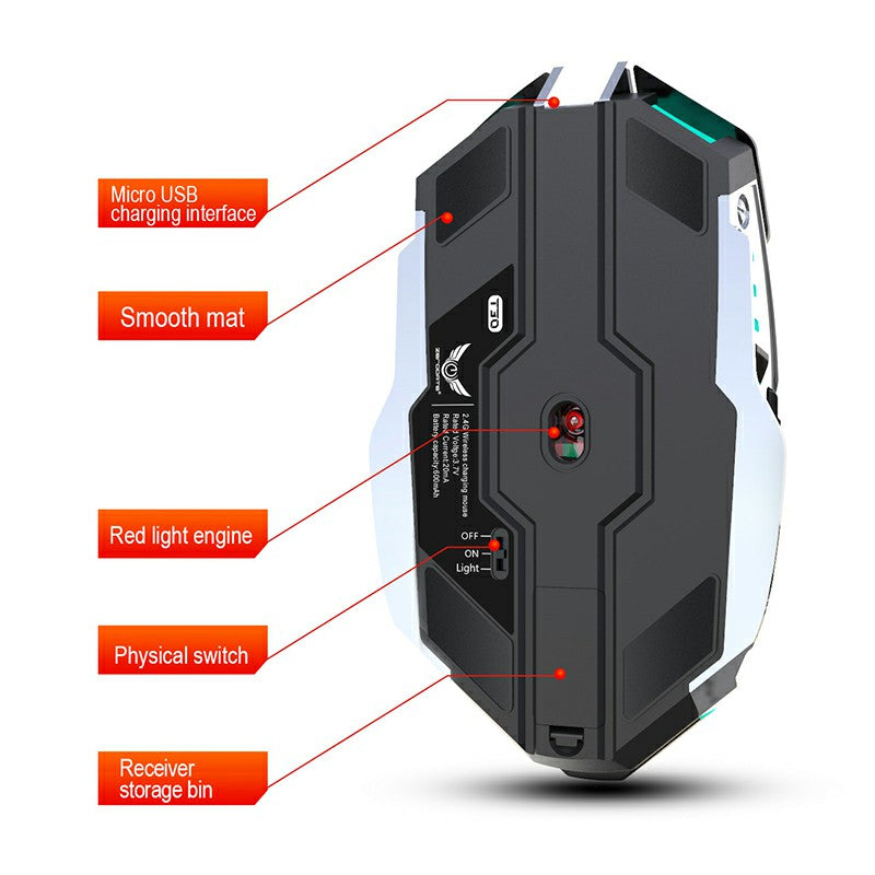 T30 2.4GHz Wireless 4-Keys 1600 DPI Adjustable Ergonomics Optical Vertical Mouse RGB Glowing Mouse