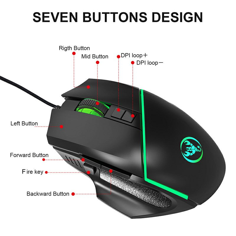 Scorpion RGB LED Colorful Ergonomics Gaming Mouse