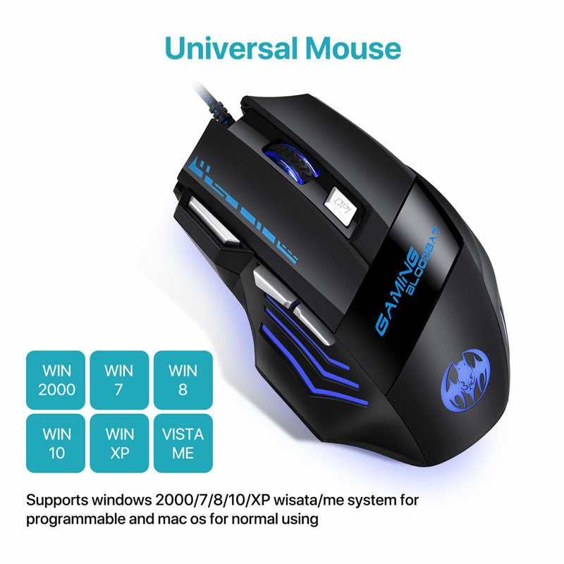 7200 dpi RGB Lighting Luminous Gaming Mouse 7-key Office Computer Mouse LED Gaming