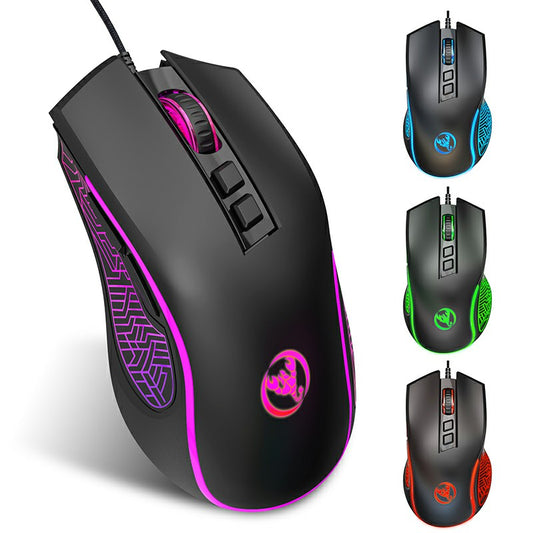 3600 DPI RGB Lighting Wired Programmable Changeable Colours LED Gaming Mouse - Black