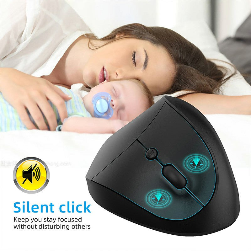 X10-2.4G Wireless 6-Keys DPI Adjustable Ergonomics Mouse Optical Vertical Mouse in Sleek Black