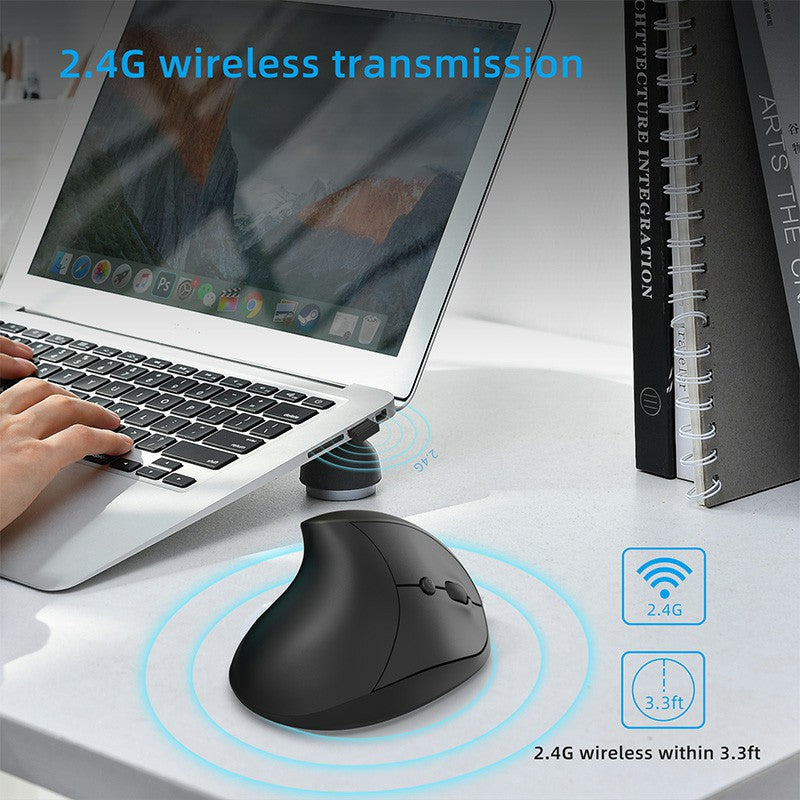 X10-2.4G Wireless 6-Keys DPI Adjustable Ergonomics Mouse Optical Vertical Mouse in Sleek Black