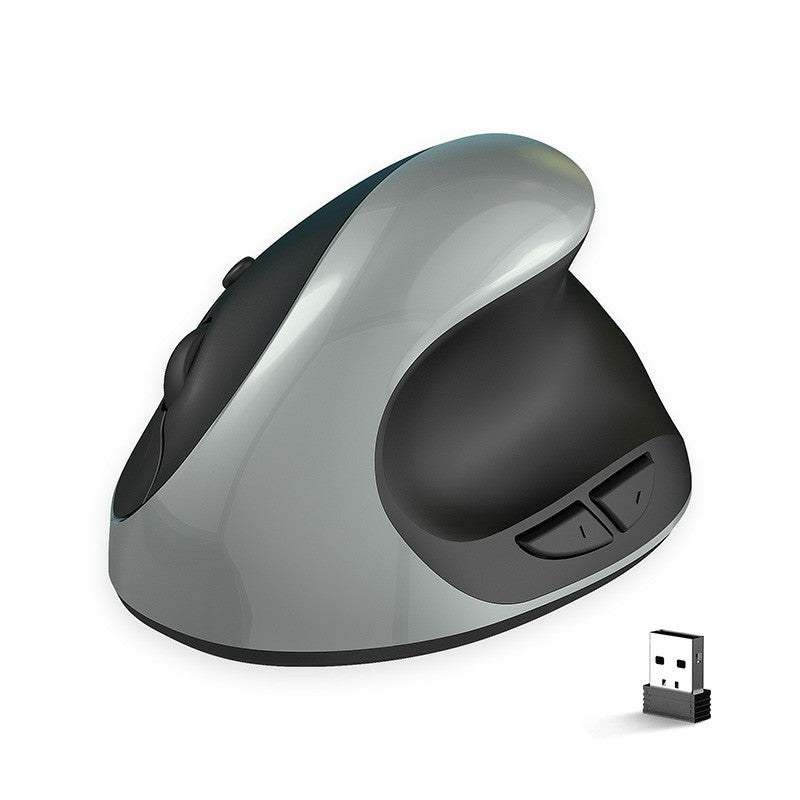 X10-2.4G Wireless 6-Keys DPI Adjustable Ergonomics Mouse Optical Vertical Mouse in Sleek Grey.