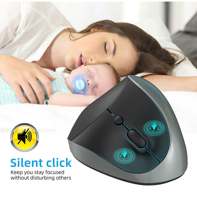 X10-2.4G Wireless 6-Keys DPI Adjustable Ergonomics Mouse Optical Vertical Mouse in Sleek Grey.
