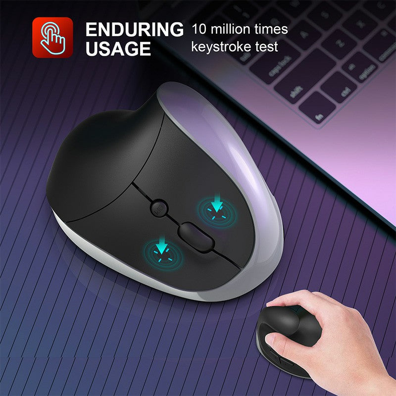 X10-2.4G Wireless 6-Keys DPI Adjustable Ergonomics Mouse Optical Vertical Mouse in Sleek Grey.