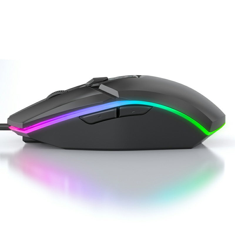 1600dpi RGB Lighting Gaming Wired Mouse with Silent Buttons - Black
