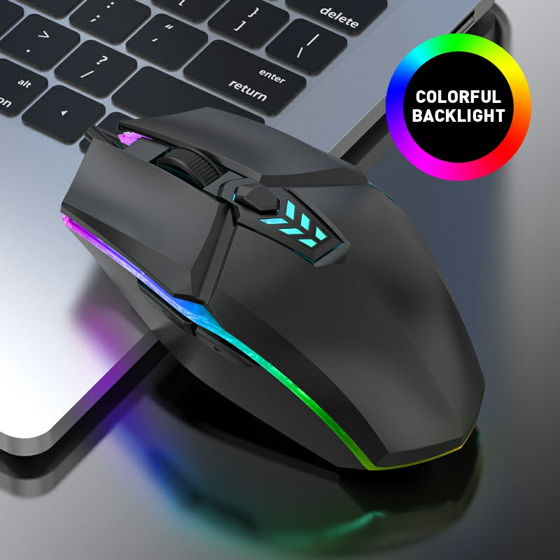 1600dpi RGB Lighting Gaming Wired Mouse with Silent Buttons - Black