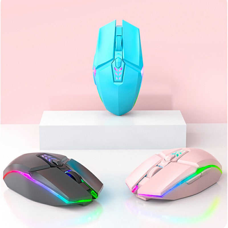 1600dpi RGB Lighting Gaming Wired Mouse with Silent Buttons - Pink