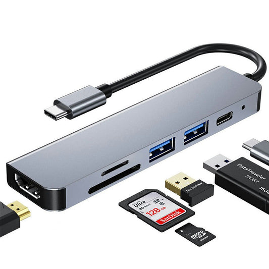 USB C Hub 6 in 1 Multiport Adapter 4K HDMI Video PD Charging SD/TF Card Slot for MacBook Phone Type C Equipment
