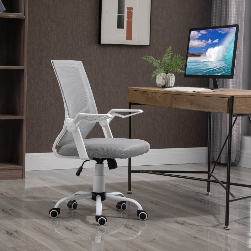 Office Chair, Gaming chair Ergonomic Desk Chair with Flip-up Arm and Lumbar Back Support for Home, Grey