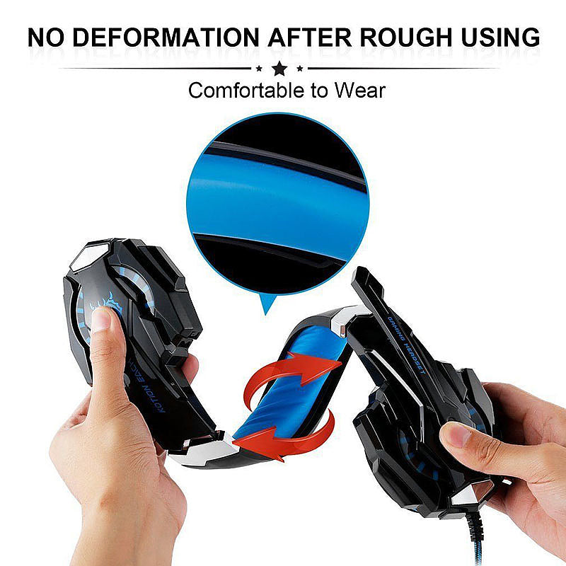 3.5mm LED Gaming Headset with MIC HiFi Headphones for Laptop Xbox - Black + Blue