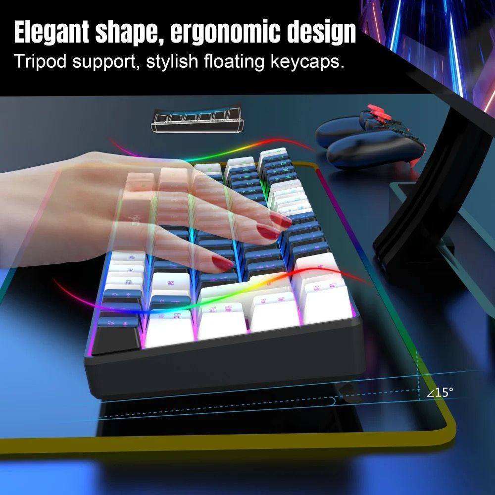 RGB Mechanical Gaming Keyboard White-Black 68 Key Red-Switch Blue-Switch ABS Caps Wired Membrane Gaming Office
