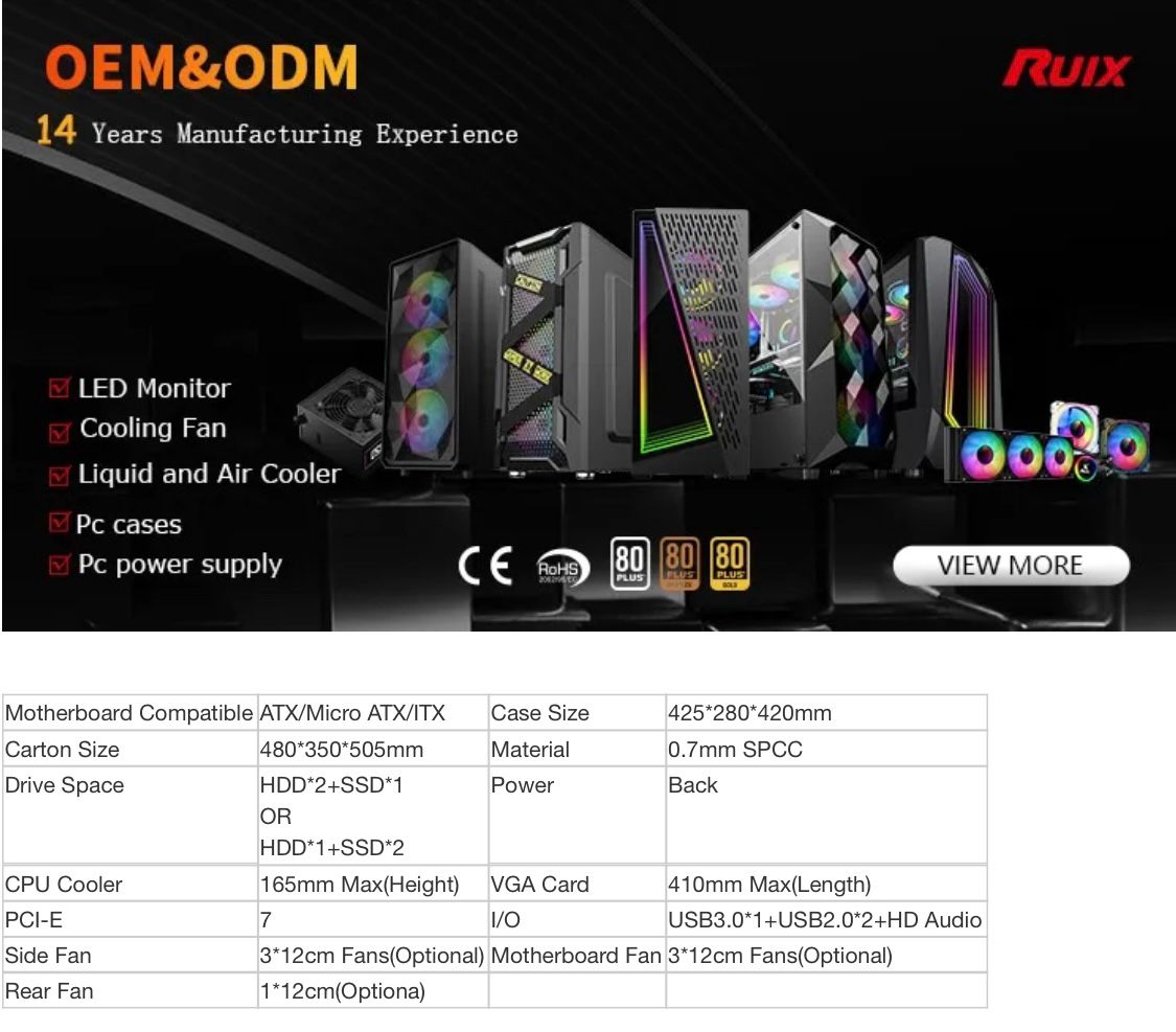 Two Panel White Transparent Tempered Glass 0.7mm SPCC Cool OEM Design Computer Accessories USB3.0 ATX Mid Tower PC Case