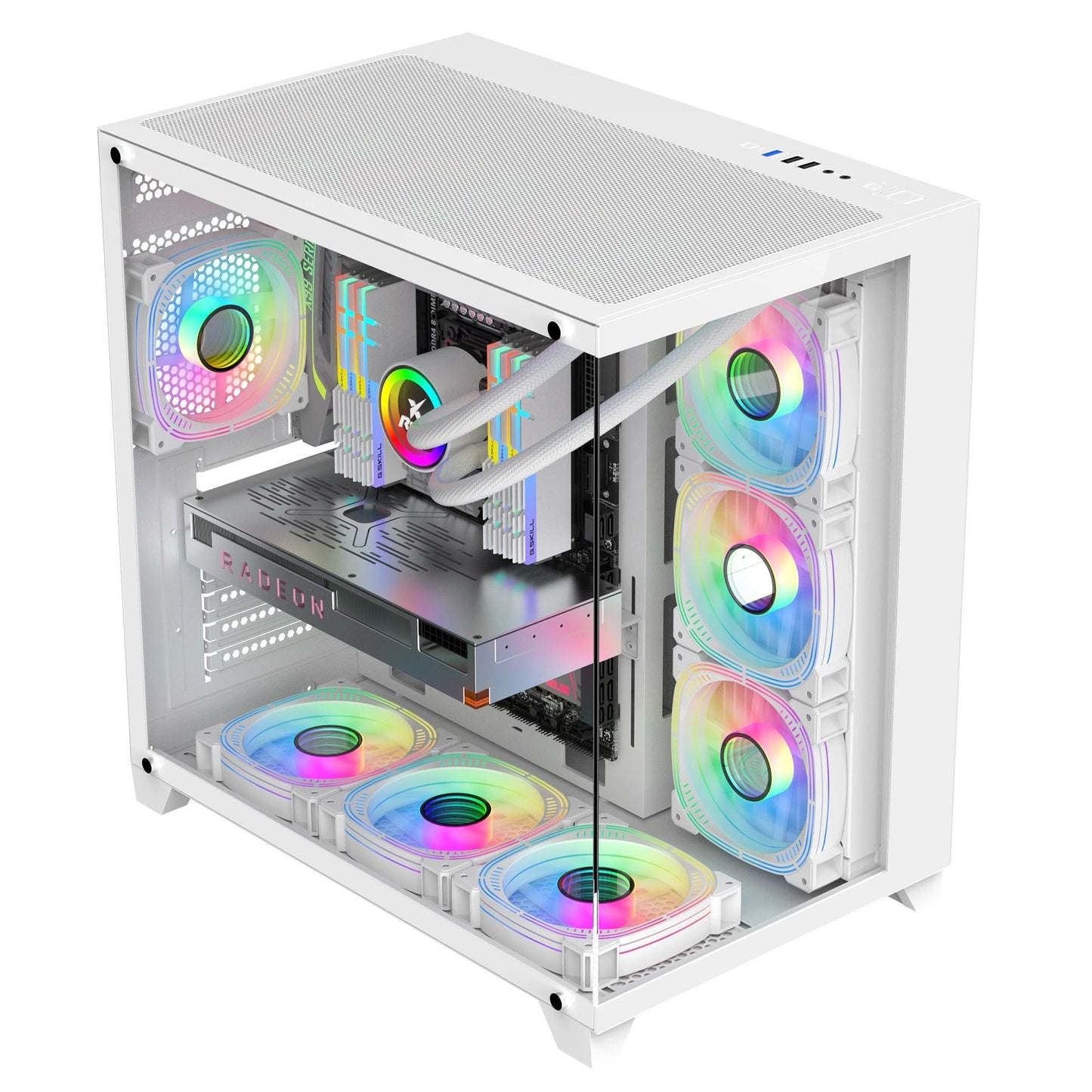 Two Panel White Transparent Tempered Glass 0.7mm SPCC Cool OEM Design Computer Accessories USB3.0 ATX Mid Tower PC Case