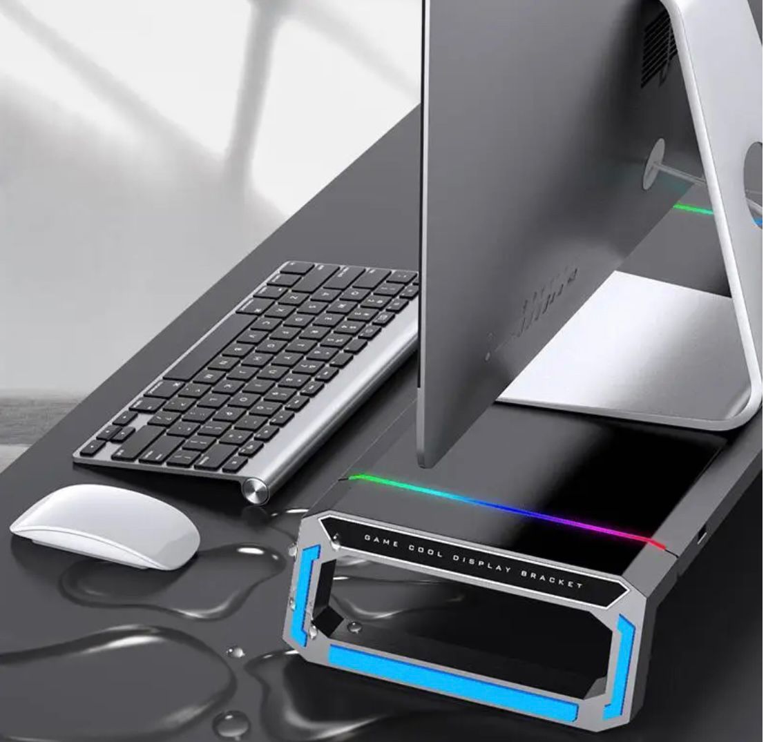 Monitor Table Stand Monitor Stand Riser Computer Screen Monitor Stand Adjustable RGB lights, charger, Phone Holder