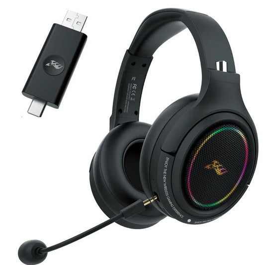 Bluetooth wireless headset Low Latency Gaming Headset LED RGB Microphone Pink / Black