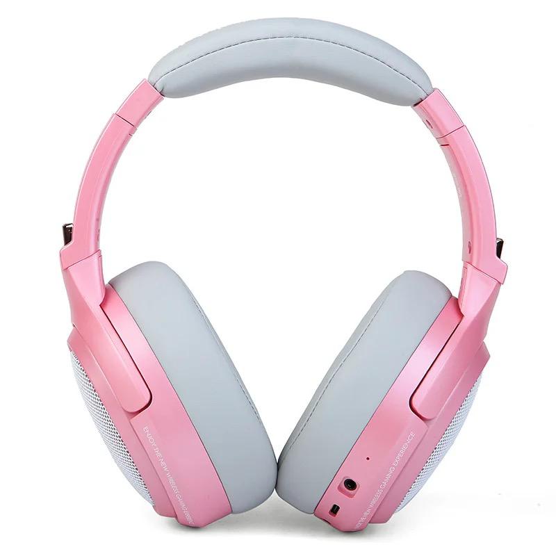 Bluetooth wireless headset Low Latency Gaming Headset LED RGB Microphone Pink / Black