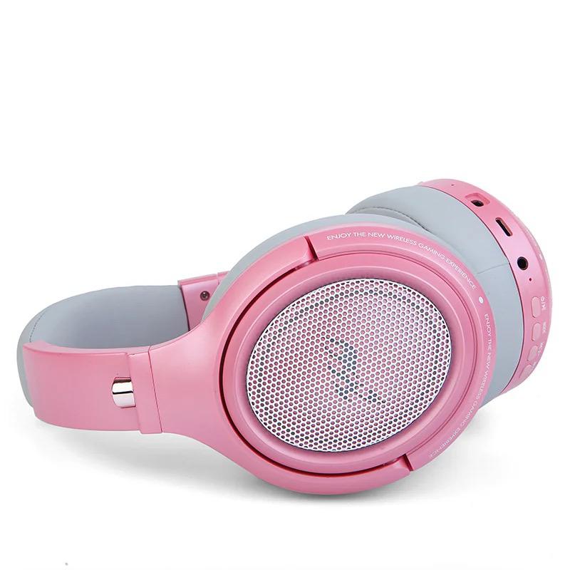 Bluetooth wireless headset Low Latency Gaming Headset LED RGB Microphone Pink / Black