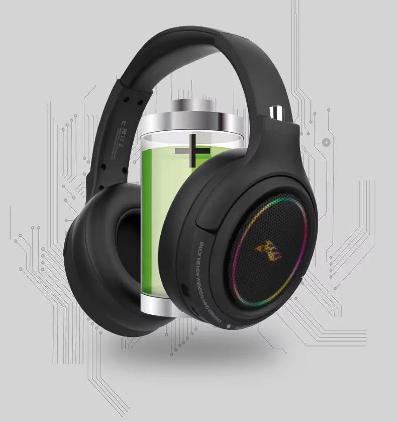 Bluetooth wireless headset Low Latency Gaming Headset LED RGB Microphone Pink / Black