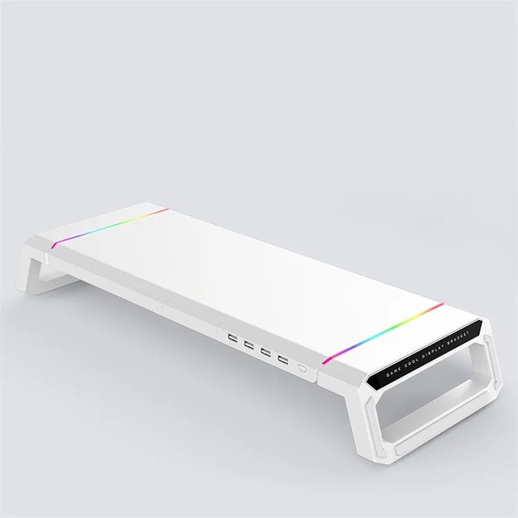Monitor Table Stand Monitor Stand Riser Computer Screen Monitor Stand Adjustable RGB lights, charger, Phone Holder