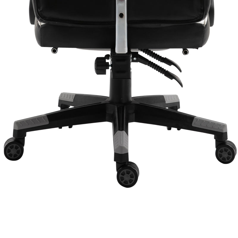 Gaming Chair Ergonomic Recliner w/ Thick Padding Footrest Headrest Lumbar Pillow 5 Wheels Racing Swivel Height Adjustable Home Office Chair Grey